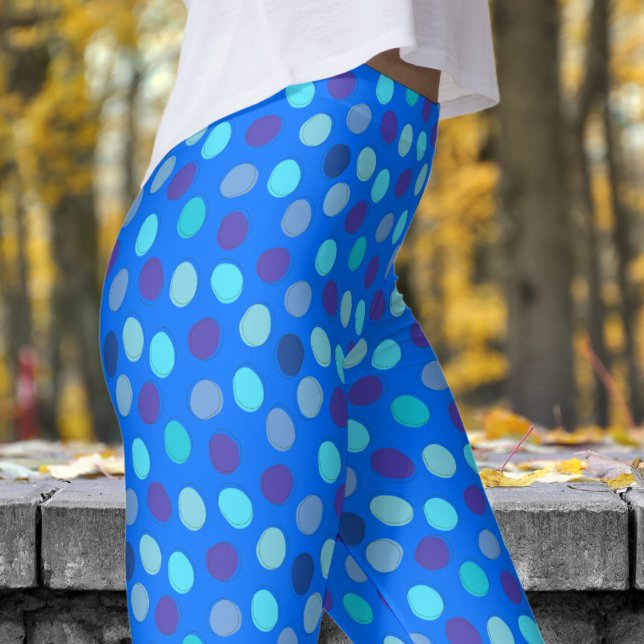 Legging Padrão de Bolinhas azul e azul delicioso (Blues on Brandeis Blue Leggings)