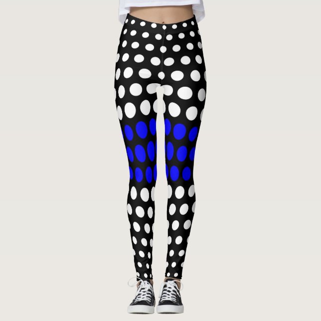 Legging Padrão de Bolinhas Azul e Branco (Frente)