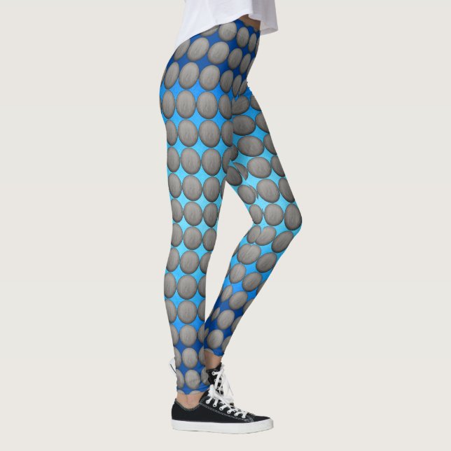 Legging Padrão de Bolinhas Azul e Cinza (Direita)