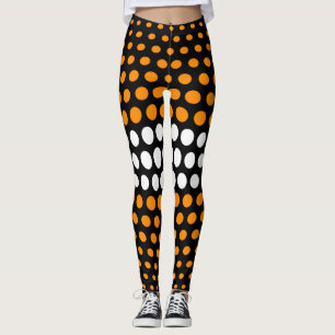Legging Padrão de Bolinhas branca e laranja