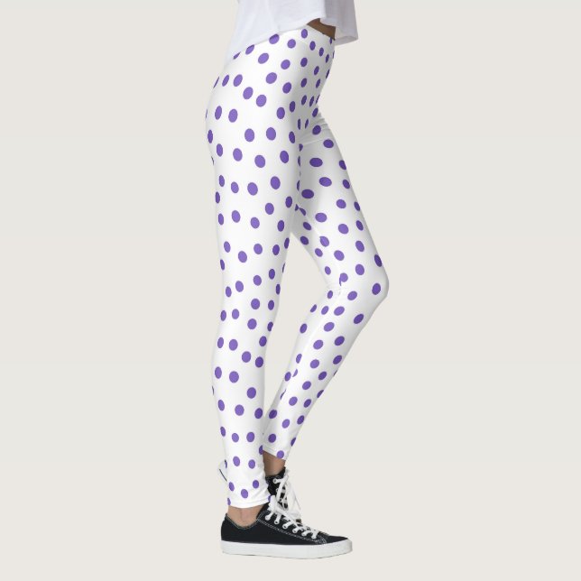 Legging Padrão de Bolinhas Brancas e Roxas Classe Férias (Direita)