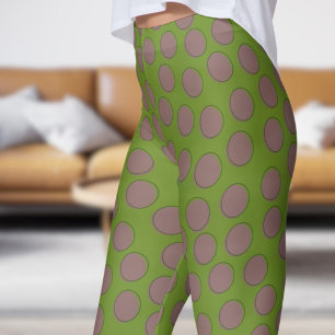 Legging Padrão de Bolinhas de Drab Verde Gordo