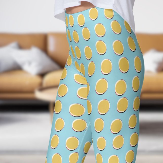 Legging Padrão de Bolinhas na moda azul e Ouro amarelo (Stylish Blue and Golden Yellow Polka Dot Pattern Leggings)