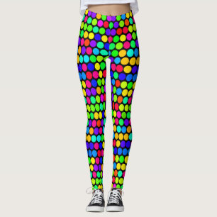 Legging Padrão de Bolinhas Neon Vibrante