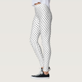 Legging Padrão de bolinhas preto branco