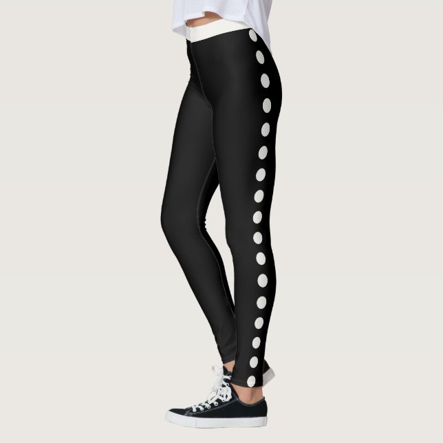 Legging Padrão de bolinhas preto neutro fofo personalizado (Esquerda)