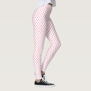 Legging Padrão de Bolinhas Rosa Branco