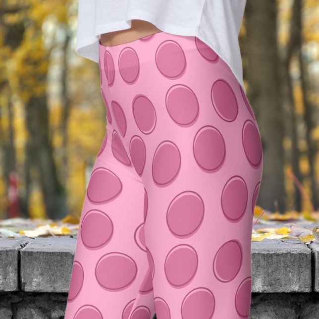 Legging Padrão de Bolinhas Rosa Moderno (Polka Dot on Carnation Pink Leggings)