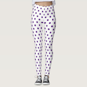 Legging Padrão de Bolinhas Roxo Branco Chic
