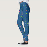 Legging Padrão de Bolinhas Verde Coral Azul no Azul Escuro<br><div class="desc">Pequenas bolinhas azuis-claras,  laranja-coral e verde-claro formam um padrão divertido sobre um fundo azul-escuro. Para ver o padrão design Blue Coral Green Bolinhas em outros itens,  clique no link "Rocklawn Arts". Imagem criada digitalmente. Copyright ©Claire E. Skinner. Todos os direitos reservados.</div>