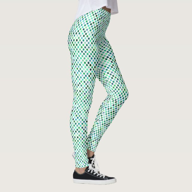 Legging Padrão de Bolinhas Verde e Azul (Direita)