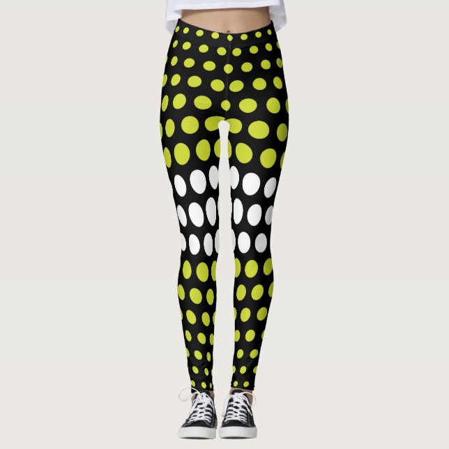 Legging Padrão de Bolinhas Verde e Branco (Frente)