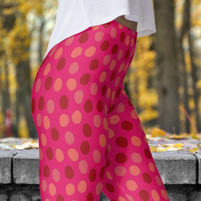 Legging Padrão de Bolinhas Vermelha e Ruby Vermelha Vibran (Reds on Ruby Red Leggings)