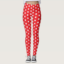 Legging Padrão de bolinhas vermelhas e brancas