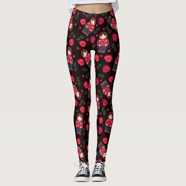 Legging Padrão de Boneca de Aninhamento (Frente)