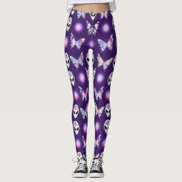 Legging Padrão de Borboleta Alienígena Cósmica