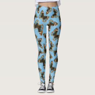 Legging Padrão de Borboleta Azul