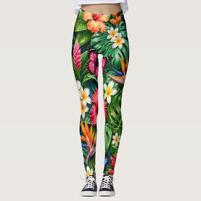 Legging Padrão de Borboleta Tropical (Frente)
