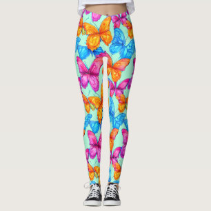 Legging Padrão de borboletas coloridas