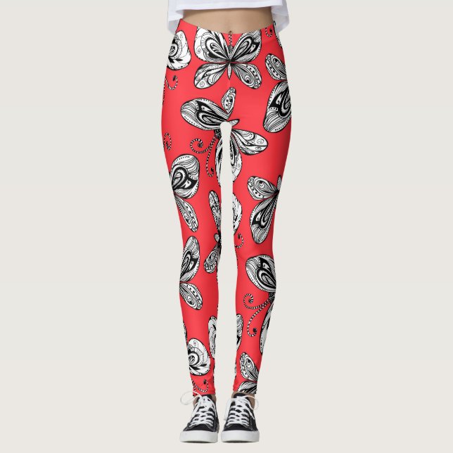 Legging Padrão de borboletas de rabo (Frente)