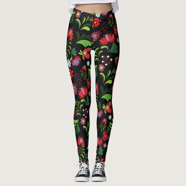 Legging Padrão de Bordado Húngaro Matyo (Frente)