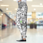 Legging Padrão de Brancos Brancos e Pretos Modernos<br><div class="desc">Leggings decorativas modernas de pássaros,  preto e branco. Por Julie Nicholls©.</div>