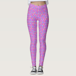 Legging Padrão de Brilho de Corações e Setas de Aquarela