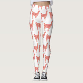 Legging Padrão de brilho de coral rosa Llama Sparkles