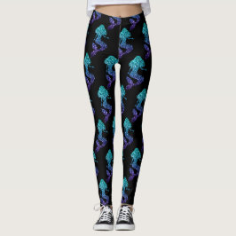 Legging Padrão de brilho ombre azul aqua da sereia
