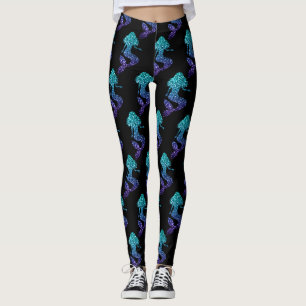 Legging Padrão de brilho ombre azul aqua da sereia