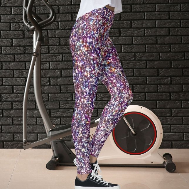 Legging Padrão de Brilho Roxo Cinza Rosa Magenta Moderno (Criador carregado)