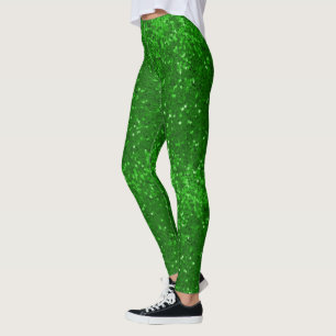 Legging Padrão de brilho verde cintilante