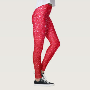 Legging padrão de brilho vermelho brilhante brilhante