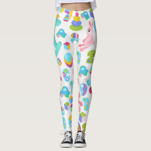 Legging Padrão de brinquedo infantil com urso de pelúcia