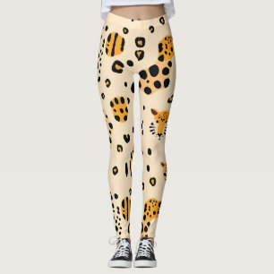 Legging Padrão de Cabeças Leopardo Reprodutor