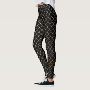 Legging Padrão de cadeia de cerca Dourada moderna e elegan
