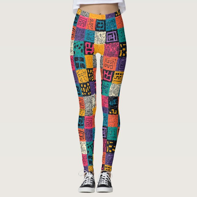 Legging Padrão de caixa colorida vibrante (1) (Frente)
