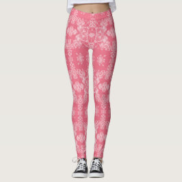 Legging Padrão de Caleidoscópio Rosa e Branco