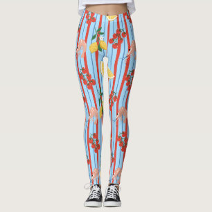 Legging Padrão de Camarão e Citros Mediterrâneo