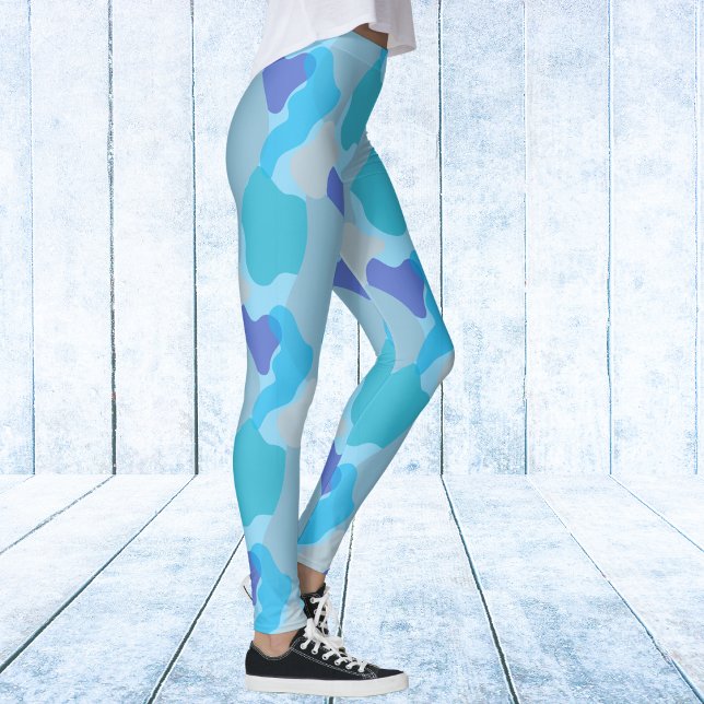 Legging Padrão de Camo Azul Glacier (Glacier Blue Camo Pattern Leggings)