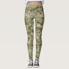 Legging Padrão de Camouflage das Cores Terrestres Verdes