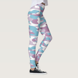 Legging Padrão de Camuflagem Branca Púrpura, Cor-de-Rosa,