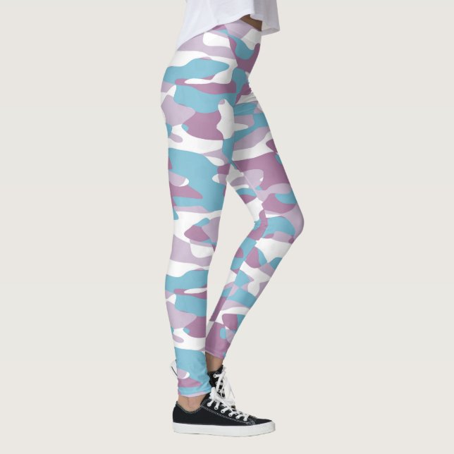 Legging Padrão de Camuflagem Branca Púrpura, Cor-de-Rosa,  (Direita)