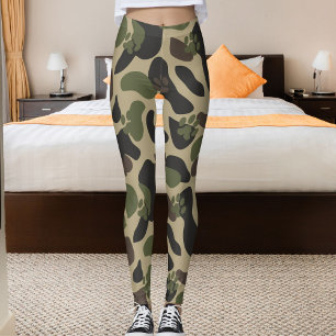 Legging Padrão de Camuflagem Cinza Oliva Marrom Pata de An
