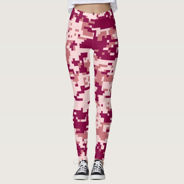 Legging Padrão de Camuflagem Digital Rosa (Frente)