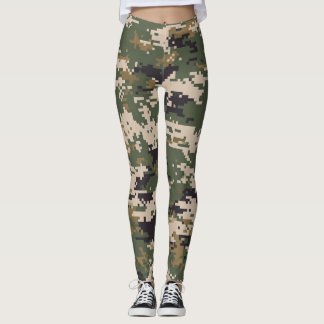 Legging Padrão de Camuflagem Digital Verde