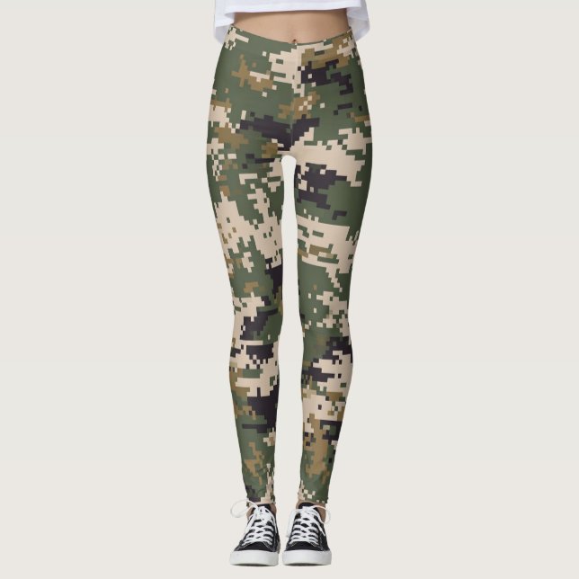 Legging Padrão de Camuflagem Digital Verde (Frente)
