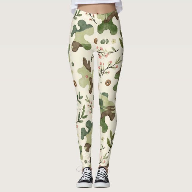 Legging Padrão de Camuflagem Floral Simples (Frente)