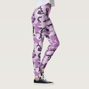 Legging Padrão de Camuflagem Girly Pink/Purple Woodland