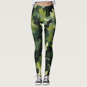 Legging Padrão de Camuflagem Verde
